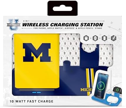 SOAR NCAA 4-in-1 Wireless Charging Docking Station: Rapid Charge Solution for i Phone, Apple Watch, Air Pods & Apple Pencil – Official NCAA Design for Ultimate Fan Experience and Device Compatibility