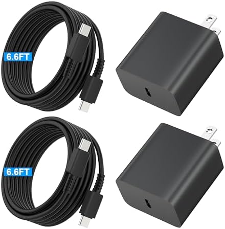 Dual 45 W USB-C Power Charging Duo with 26.6 ft Cable – High-Efficiency Fast Charger for Samsung Galaxy S25/S24/S23 Series, Tab S8 & All USB-C Devices – Ultimate Convenience for Mobile Professionals and Tech Enthusiasts