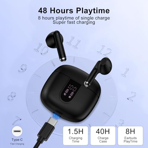 Samsung Galaxy A Series Waterproof Bluetooth Earbuds – 48-Hour Playtime with Noise Cancelling Mic & LED Charging Case for Ultimate Sound Quality, Perfect for Active Lifestyles and Everyday Use