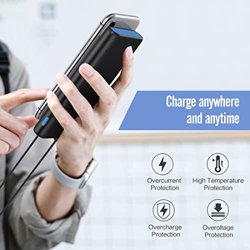 Ultra-High Capacity 40,800 m Ah Power Bank with 25 W Fast Charging – Dual Built-in Cables & 5 Outputs for Quick Device Charging – Compatible with i Phone 16/15 & Android – Sleek Blue Portable Charger for On-the-Go Power Solutions