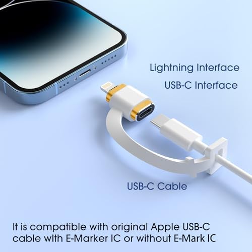 Premium Tech Matte USB C to Lightning Adapter Bundle – 4-Pack for Effortless 12 W Fast Charging of i Phone 14, i Pad, i Pod & Air Pods – Anti-Lost Holder Included, Stylish Light Yellow Design – Ultimate Connectivity Solution for Apple Devices