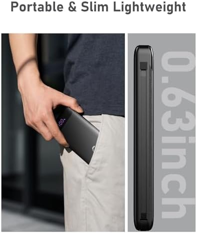 Compact 10,000 m Ah Power Bank – Fast Charging Portable Charger with Dual USB-C Compatibility for i Phone 16, Samsung, and Android Devices – Sleek Black Design for Ultimate Travel Convenience and Enhanced Device Performance