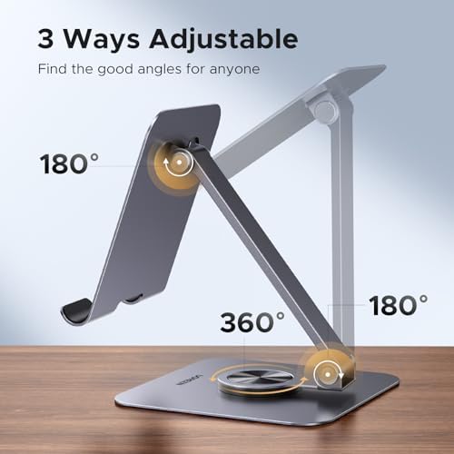 UGREEN 360° Rotating Aluminum Tablet Stand Holder – Adjustable Multi-Angle Desktop Accessory for i Pad Pro, Air, Mini (13, 12.9, 11 Inch) – Enhance Productivity & Comfort at Home or Office
