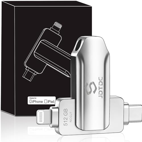 JSL JDTDC 256 GB Apple MFi Certified Photo Storage Stick – High-Speed Dual Connector USB-C & Lightning Drive for i Phone, i Pad, and Android – Ultimate External Backup Solution for Effortless Data Management and Memory Organization