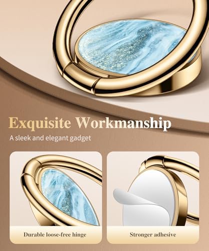 GVIEWIN Stylish Marble Phone Ring Holder with 360° Rotation for Ultimate Grip and Kickstand Functionality – Compatible with i Phone 16 Pro Max, 15 Plus, 14, 13, 12 Series & Galaxy S25/S24 Ultra – Elegant Flowing Sakura Design for Enhanced Safety and Usability