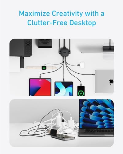 Ultimate 9-in-1 Anker Charging Station (100 W) – High-Speed USB-C Power Strip with 300 J Surge Protection, 3 AC Outlets, 4 USB-C & 2 USB-A Ports, 5 ft Flat Cable for Home & Office – Maximize Device Compatibility and Safety