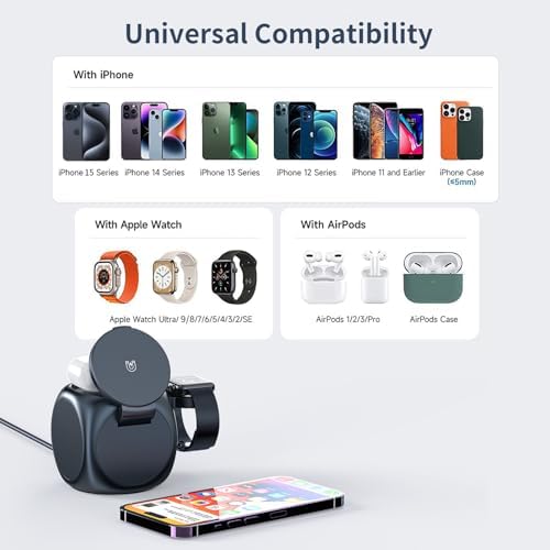 HYDGYC 15 W Mag Safe Wireless Charging Pad – Ultimate Fast Charging Solution for i Phone 16 Series & Air Pods – Sleek Black Design with 3.3 ft Cable – Effortless Magnetic Alignment for Tangle-Free Power – Compatible with i Phone Models 12, 13, 14 & More – Elevate Your Charging Experience with Reliable Speed and Style