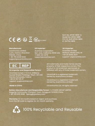 Avantree NB16-Q Bluetooth 5.2 Neckband Earbuds – Premium Qualcomm apt X Adaptive Audio for Exceptional Sound Clarity, 20-Hour Extended Playtime, Ergonomically Designed for Ultimate Comfort and Universal Compatibility with Smartphones, Smart TVs, and Laptops – Ideal for All-Day Use and Seamless Listening Experience