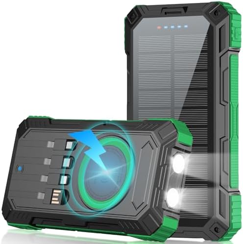 Ultimate Solar Power Bank 49800 m Ah: Wireless Portable Charger with 22.5 W Quick Charge 3.0, Built-in 4 Cables & 6 Outputs for Multi-Device Charging – Ideal for Outdoor Adventures and Travel