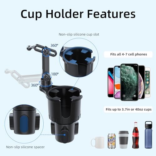 Revolutionary Cup Phone Holder for Vehicles: Secure No-Shake Mount with Adjustable Neck for i Phone & Samsung – Universal Fit for All Cup Sizes, Dual-Function Design for Drinks & Devices – Elevate Safety and Convenience on Every Drive