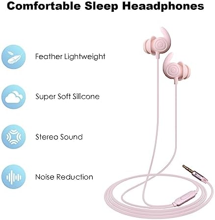 Hmusic Sleep Earbuds – Ultra-Comfortable Wired Headphones with Soft Silicone Earplugs for Side Sleepers, Meditation, and Travel – 3.5 mm Compatible with Built-in Mic for Hands-Free Use – Stylish Black Design for Ultimate Relaxation and Noise Isolation