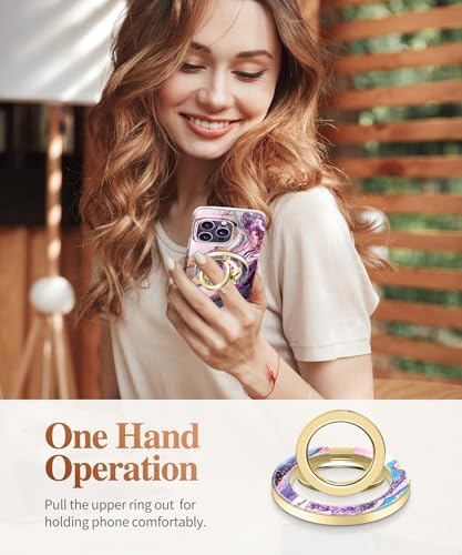 GVIEWIN Magnetic Phone Ring Holder, Compatible with MagSafe Phone Grip with Adjustable Stand, Magnet Phone Ring Kickstand for iPhone 16 Pro Max/Plus/15/14/13/12 Series/Other Phones (Purple) – Enhanced Compatibility and Speed