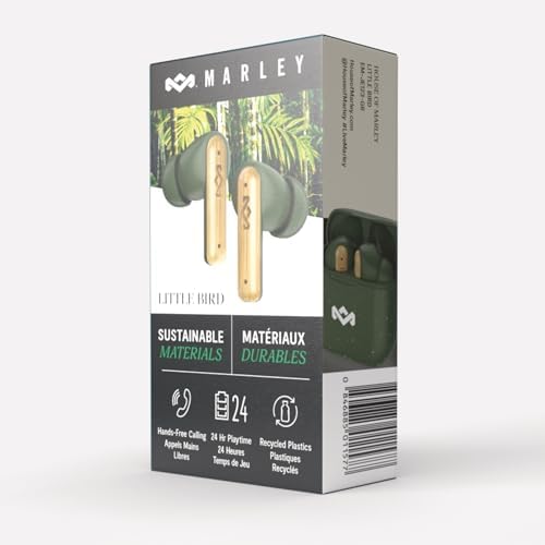 House of Marley Little Bird Eco-Conscious True Wireless Earbuds – Exceptional Audio Quality with Touch Controls, Integrated Mic, 24-Hour Battery Life, and USB-C Fast Charging – Ideal for Gamers and Music Enthusiasts (Red) – Experience Sustainable Sound Innovation for Everyday Use