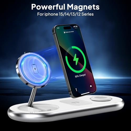 Revolutionary 3-in-1 Magnetic Charging Hub for Apple Devices – Wireless Charger for i Phone 15/14/13/12, Air Pods Pro & All Apple Watches (Sleek Black Design) – Fast, Efficient Power Solution with Space-Saving Design for Ultimate Convenience