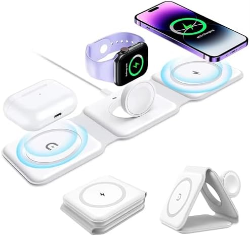 Revolutionize Your Charging Experience with the Advanced 3-in-1 Wireless Charger for i Phone, Apple Watch, and Air Pods – Portable Magnetic Mag-Safe Station for i Phone 12-16 – Fast, Efficient Charging in Sleek Black Design for On-the-Go Lifestyle