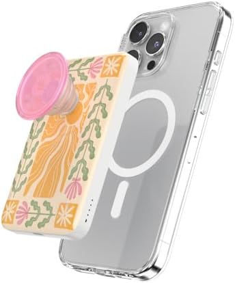 Mag Safe-Compatible Pop Sockets Power Pack: 5000 m Ah Portable Phone Charger for i Phone 12/13/14/15/16 Pro/Pro Max/Plus – Effortless Magnetic Wireless Power Bank in Sleek White for Fast Charging on the Go