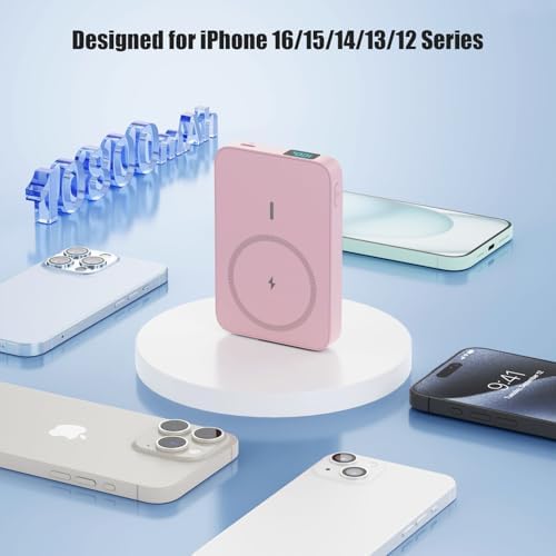 Advanced Magnetic Wireless Power Bank – 10800 m Ah Portable Charger with Foldable Stand, LED Battery Indicator, and 25 W Fast Charging for i Phone 16/15/14/13/12 Pro/Pro Max/Plus – Ultimate Compatibility and Convenience
