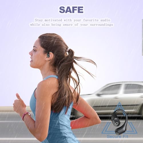 Revolutionary Open Ear Wireless Bone Conduction Headphones with Earhooks – Sport-Ready Bluetooth Earbuds for Active Lifestyles, Enhanced Comfort, and Surroundings Awareness, Perfect for Workouts and Daily Use