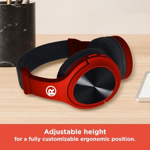 Experience Unmatched Sound Quality with Radio Shack Bluetooth 5.0 Over-Ear Headphones – 7-Hour Playback, Ergonomic Cushioned Comfort, and Durable 300 m Ah Battery in Stylish Black/Red for Ultimate Wireless Freedom and Uninterrupted Listening