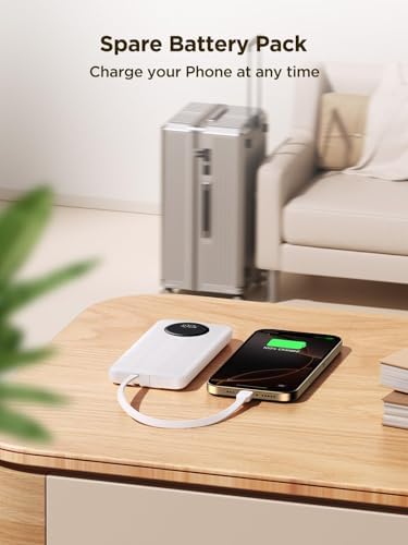 Aioneus 10000 m Ah Portable Charger with Dual Built-in Cables – High-Speed 22.5 W USB-C Power Bank for i Phone 16/15 and Samsung Galaxy S24/S10 e – All-in-One Travel Battery Pack with Intelligent LED Display and Automatic Power Off for Enhanced Device Safety and Compatibility