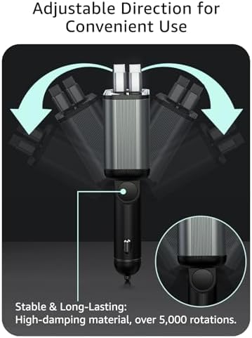 Ultimate 145 W Retractable USB C Car Charger – Fast Charging Solution with Dual Cables & Extra USB Ports for Seamless Compatibility with i Phone 16/15, Samsung S25/24/23/22, Pixel 9/8/7 – Stylish, Compact Design for On-the-Go Power Management