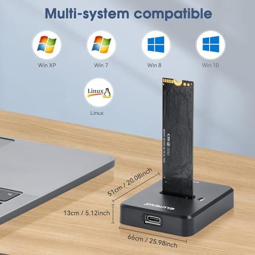 Revamp Your Data Storage with ELUTENG M.2 NVMe & SATA to USB C Docking Station – Ultra-Fast 10 Gbps Dual Protocol Adapter for M Key & B+M Key SSDs (Supports 2280, 2260, 2242, 2230) – Includes 2 in 1 Cable for Enhanced Connectivity and Portability – Perfect for Professionals and Tech Enthusiasts Seeking Seamless File Transfers and Reliable Storage Solutions