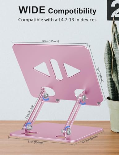 Versatile Adjustable Aluminum Tablet Stand Holder – Foldable and Lightweight Desktop Mount for i Pad Pro 12.9, i Pad Air, Mini, Samsung Galaxy Tabs, and Kindle Fire (4-12 inch) – Enhanced Stability and Comfort for Optimal Viewing Experience in Purple