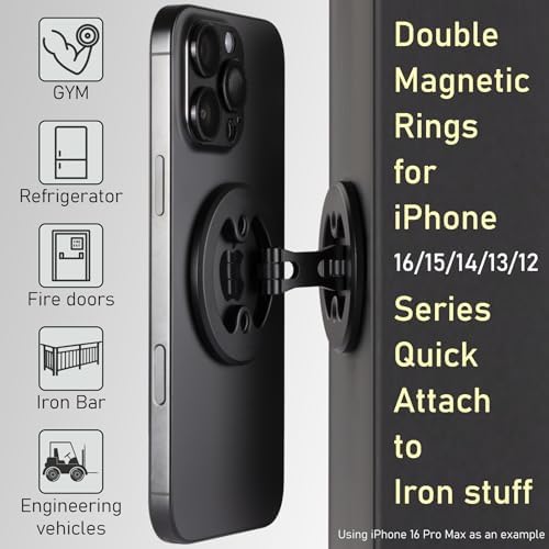 Revolutionary Dual Ring Magnetic Phone Stand – Ultra-Compact, Foldable Aluminum Alloy Holder for i Phone 12 to 16 (Mag Safe Compatible) – Optimal Stability, Sleek Design, and Effortless Portability for Enhanced Mobile Productivity