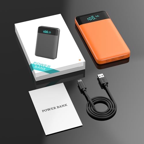 Ultra Slim 10800 m Ah Portable Charger with LCD Display – Fast Charging Power Bank with 20 W PD USB-C Output, Ideal for i Phone 15, 14 & Samsung Android – Compact Power Solution for On-the-Go Charging
