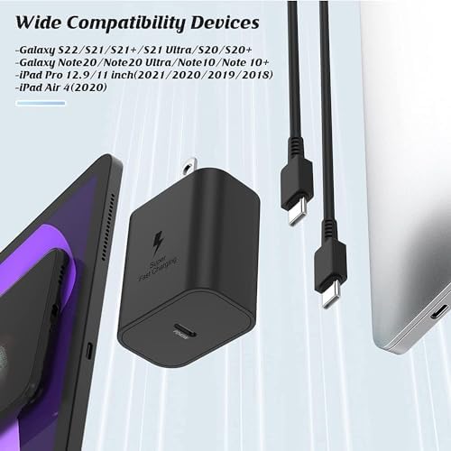 45 W Dual Pack Super Fast Type-C Wall Charger & 6 ft USB-C Cable for Samsung Galaxy S25/S24/S23 Series – Ultimate Charging Efficiency with Enhanced Safety Features and Compatibility for On-the-Go Power Solutions