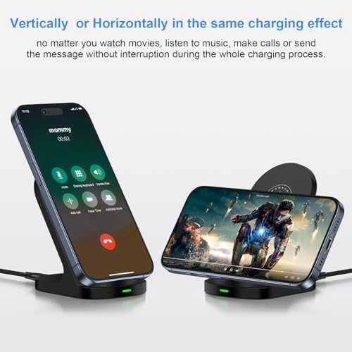 15 W Fast Wireless Charger Stand for Samsung & i Phone – Universal Charging Station for S24, S23, Z Flip 5, i Phone 15, Google Pixel 8 – Sleek Design with Anti-Slip Base & Smart LED Indicator for Effortless Power