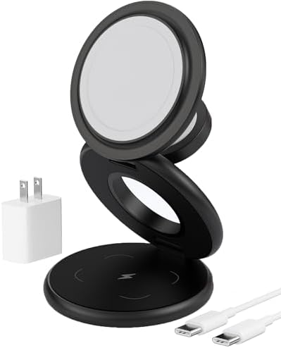 Ultra-Fast 3-in-1 Magnetic Wireless Charging Station for Apple Devices – Foldable Aluminum Alloy Dock for i Phone 16/15/14/13/12, Apple Watch & Air Pods with 20 W Adapter – Portable Power Solution for Travel Enthusiasts and Tech Savvy Users