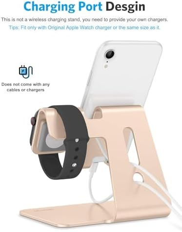 Upgrade Your Charging Station with the OMOTON 2-in-1 Desktop Stand for i Phone & Apple Watch – Sleek Anti-Scratch Holder Compatible with i Phone 16/15/14/13/12 & Apple Watch Series 9/8/SE2/7/6/5/4/3/2 (38-45 mm) – Multi-Angle Viewing, Space-Saving Design, and Non-Slip Base for Ultimate Convenience in Home or Office – Essential Tech Accessory for Organized Living
