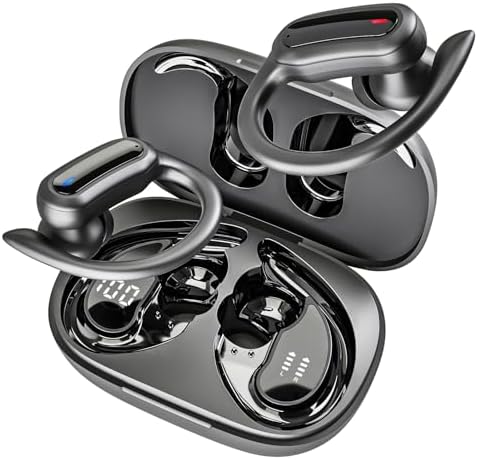 Ultimate Wireless Earbuds with Bluetooth 5.4 Technology – IPX7 Waterproof, Noise Cancelling Mic, and Fast Charging – Ergonomic Sports Earbuds for Optimal Comfort and Superior Sound Quality in Sleek Black Finish