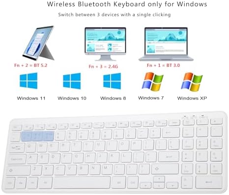 Universal Wireless Bluetooth Keyboard with Ergonomic Design, Dual USB & Bluetooth Connectivity, Number Pad & Media Hotkeys – Perfect for Windows Laptops, Tablets & More, Enhancing Productivity & Comfort