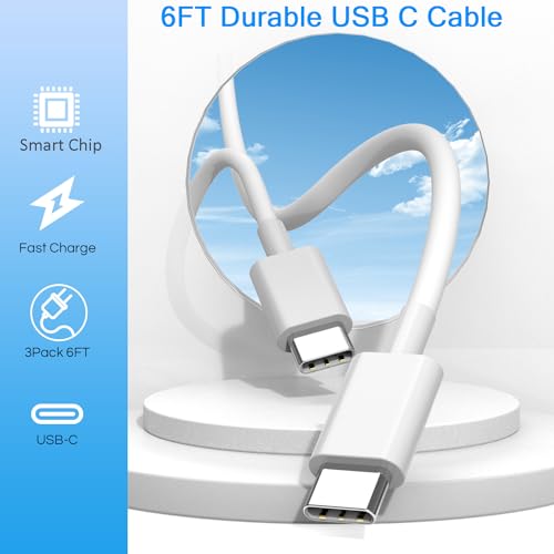 Rapid Charge Trio: 20 W USB-C Charger Block Set with 6 FT Cables for i Phone 16/15 & i Pad Pro – Ultimate Fast Charging Solution for Apple Devices, Enhanced Compatibility & Portability