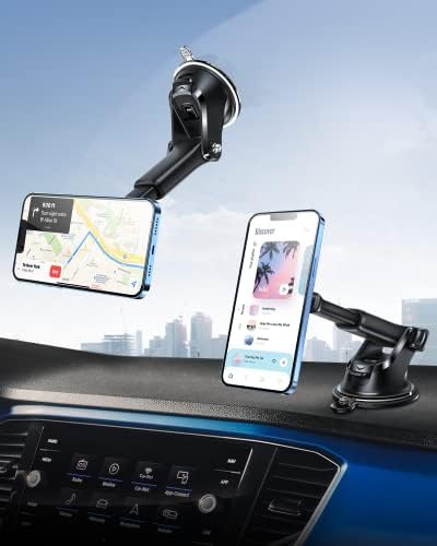 APPS2 Premium Mag Safe Car Mount for i Phone 16/15/14/13/12 – Advanced Dashboard Holder with Strong Suction & Wireless Charging Compatibility – Perfect for Safe Navigation and Hands-Free Calls