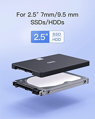 High-Speed Inateck USB 3.2 Gen 2 Hard Drive Enclosure for 2.5 Inch SSDs & HDDs – 6 Gbps Transfer with UASP Technology, Shock-Resistant Silicone Case, Tool-Free Setup for Effortless Storage Expansion