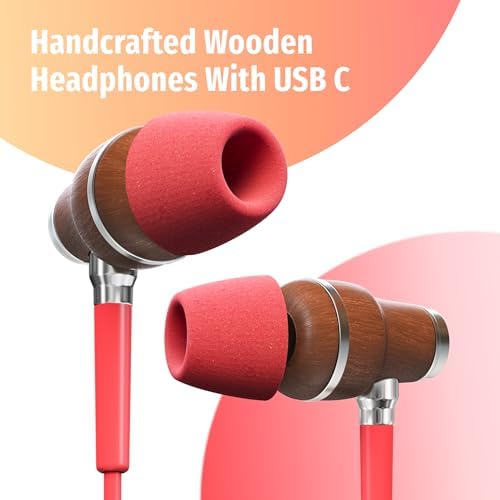 Elevate Your Audio Experience with Symphonized Premium Wooden Wired Earphones – USB C, Deep Bass & 3 D Sound, Enhanced Noise Cancellation (90%) for i Phone 15-16 & Android Devices – Perfect for Music Lovers and Professionals Seeking Superior Sound Quality