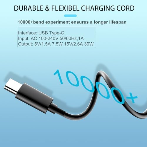 Jewaytec 39 W High-Efficiency USB-C Power Adapter for Nintendo Switch, Lite, OLED & Steam Deck – Fast Charging Solution with 6 FT Cable for Ultimate Gaming Flexibility and TV Docking – Durable, Lightweight Charger for Mobile Gamers Seeking Uninterrupted Playtime
