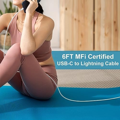 Swift Charge 20 W USB-C Charger for i Phone 15 & i Pad – 6 FT Cable Included – Rapid Power Solution for i Phone 16 Pro Max, i Pad Pro, Mini & Air – Lightweight, Durable, and Versatile Charging Block for All Your Devices – Say Goodbye to Long Wait Times with Enhanced Compatibility and Safety Features