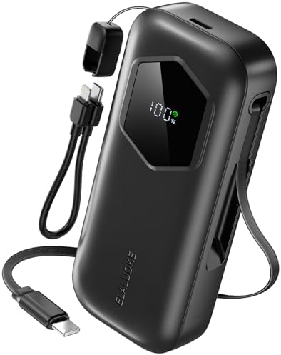 Ultra-Fast 2025 Portable Power Bank 10000 m Ah with Integrated Retractable PD Cable – 35 W Quick Charge Solution for i Phone, Samsung, Android, i Pad & Mac Book – Dual Device Charging Capability & Intelligent LED Power Indicator (Chic Blue)