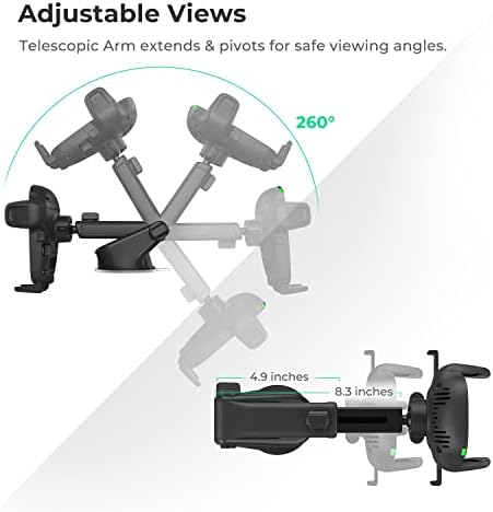 i Ottie Easy One Touch Wireless 2 Qi Dashboard Phone Mount & Car Charger – Effortless Smartphone Accessibility and Charge Efficiency for i Phone, Samsung Galaxy, Huawei, LG – Streamlined Driving Experience with Enhanced Safety Features and Adjustable Viewing Angles