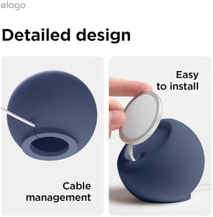 elago MS2 Charging Stand Compatible with MagSafe Charger – Premium Silicone, Compatible with iPhone 16/15/14/13/12 Series, Designed for MagSafe Stand [Black] [Charging Cable Not Included] – Enhanced Compatibility and Speed