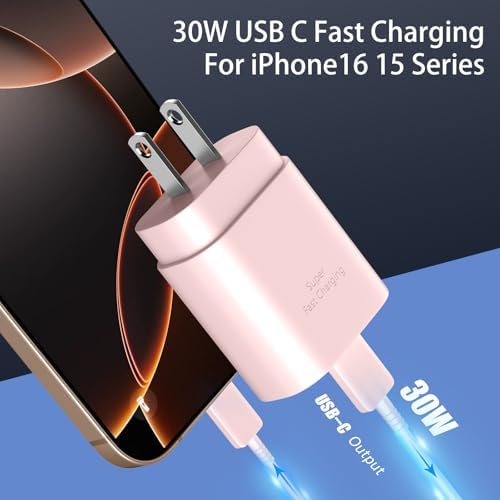 30 W Ultra-Fast USB C Wall Charger with 10 FT Cable in Stylish Purple Gradient | Rapid Charging Solution for Phone 15 Series & S24 Ultra Plus | Compact & Versatile Power Adapter for Modern Devices