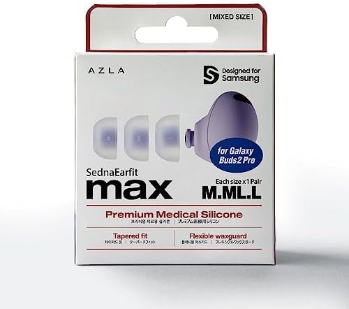Upgrade Your Audio Experience with AZLA Sedna Earfit MAX for Galaxy Buds 2 Pro – Premium Medical Silicone Noise-Canceling Eartips for Superior Comfort and Sound Isolation, Samsung-Certified Replacement Tips for Enhanced Compatibility and Longevity