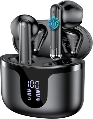 Revolutionary Wireless Earbuds with Advanced Bluetooth 5.3 – 50 Hours of Uninterrupted Playtime, Enhanced ENC Noise Cancelling Microphones for Superior Call Clarity, LED Battery Indicator, Sport-Optimized Design for Phones, Tablets, and Laptops – Elegant White Finish for Comfort & Performance Excellence