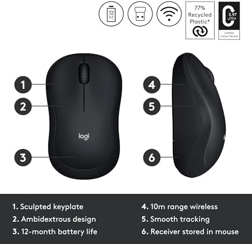 Logitech M240 Silent Bluetooth Mouse – Wireless & Compact Design for Effortless Navigation, 18-Month Battery Life, and Smooth Tracking on All Surfaces – Ideal for Windows, mac OS, Chrome OS – Portable Off White Solution for Professionals on the Go