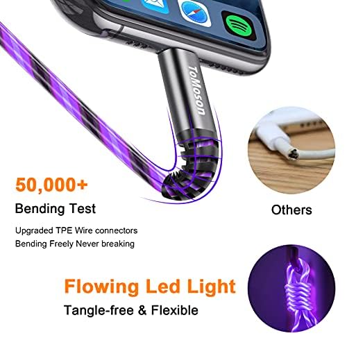 Vibrant LED Lightning Charging Cable for i Phone – MFi Certified 6 FT Fast Charge USB Cord with Dynamic RGB Light-Up Feature for Enhanced Compatibility and Performance with i Phone 14, 13, 12, 11 Pro Max, XR, X, SE, 8 Plus, i Pad, and i Pod – Durable and Stylish Tech Accessory for Home and On-the-Go Charging