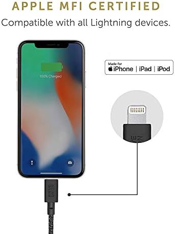 Native Union Night Cable – 10 ft Heavy-Duty USB-C to Lightning Charging Cable with Weighted Knot for i Phone 14 and Earlier – MFi Certified, Fast Charging, Stylish Zebra Design for Ultimate Convenience and Durability